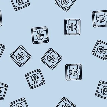 Cpu cryptocurrency mining line seamless pattern Stock Illustration