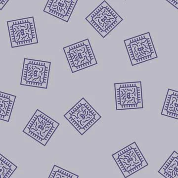 Cpu cryptocurrency mining line vector seamless pattern Illustrazione stock