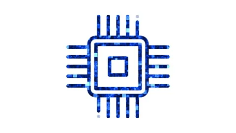 CPU electrical microcircuit transistor blue connection shape 3D 4K motion Glitch Stock Footage 164726798