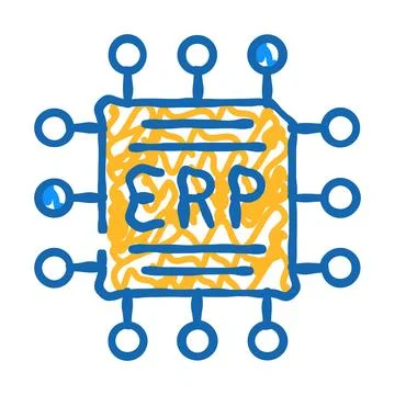Cpu enterprise resource planning icon doodle illustration Stock Illustration