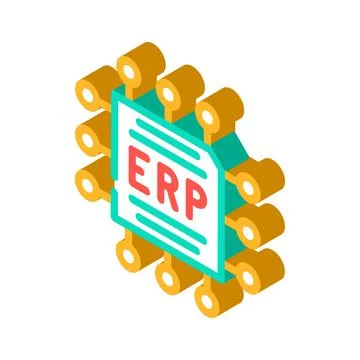 Cpu enterprise resource planning isometric icon vector illustration 스톡 일러스트