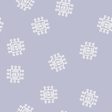 Cpu enterprise resource planning line vector seamless pattern 스톡 일러스트