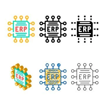 Cpu enterprise resource planning stylized color icon vector Illustrazione stock