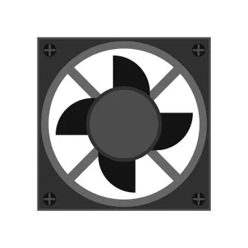 CPU fan black device design part component PC vector icon. Service computer t Stock Illustration
