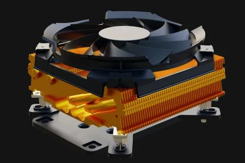 CPU fan cooler for PC. 3D rendering Stock Illustration