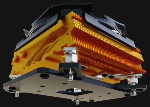 CPU fan cooler for PC isolated on background. 3D rendering Stock Illustration