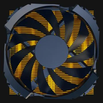 CPU fan with copper radiator. 3D rendering 스톡 일러스트