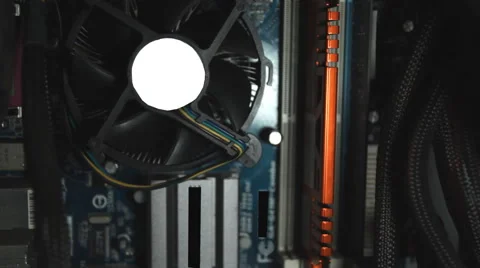 Cpu fan , motherboard inside computer Stock Footage 60633548