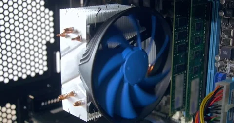 CPU fan startup - turning on desktop PC Stock Footage 131431527