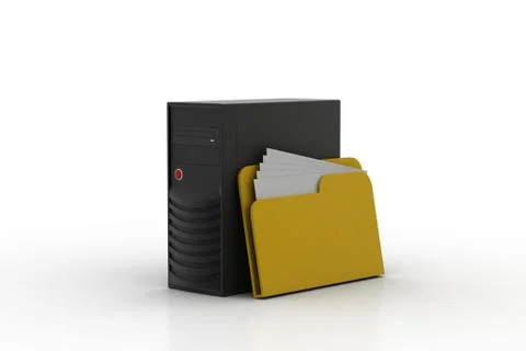 Cpu with file folder Free Stock Illustration