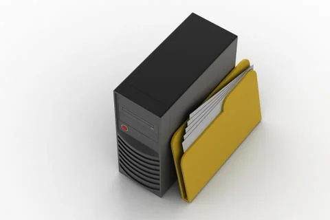 Cpu with file folder Free Stock Illustration