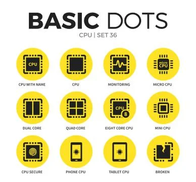 CPU flat icons vector set Stock-Illustration