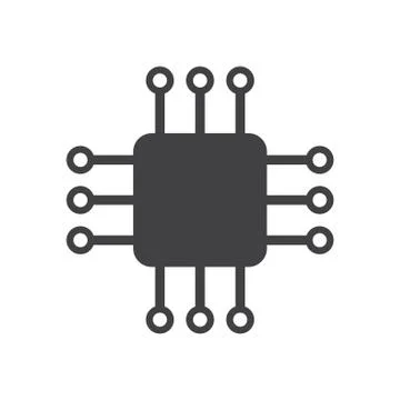 CPU. Flat vector web icon or sign on grey background with shadow. Collection  Stock Illustration