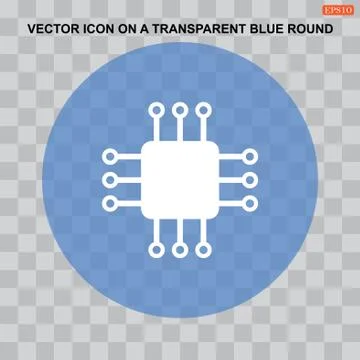 CPU. Flat vector web icon or sign on grey background with shadow. Collection  Stock Illustration