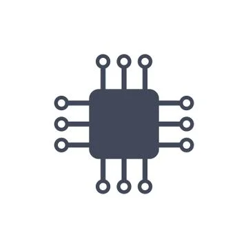 CPU. Flat vector web icon or sign on grey background with shadow. Collection  Stock Illustration