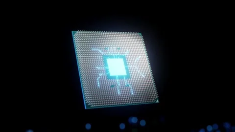 Cpu float up spin Release power circuit pattern Stock Footage 256157723