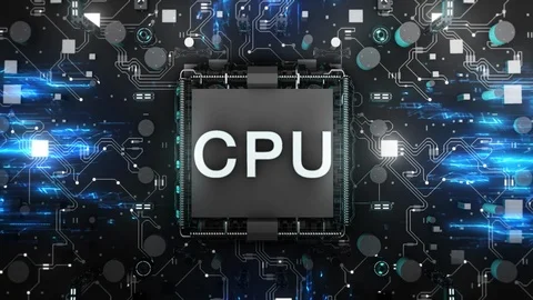 CPU Futuristic microchip processor working effect Stock Footage 121390901