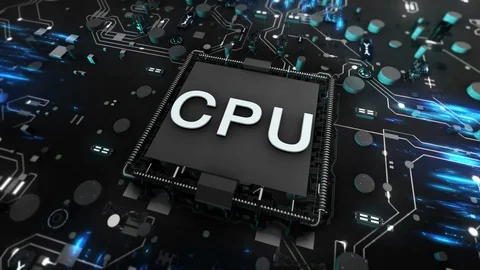CPU Futuristic microchip processor working effect Video stock 121391041