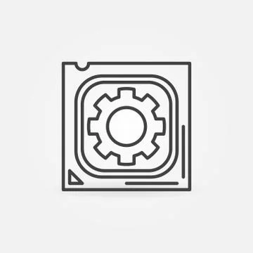 CPU with Gear vector concept icon. Processor Repair symbol Stock Illustration