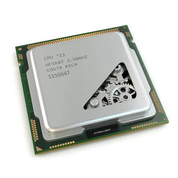 CPU. Gears inside processor on white isolated background. CPU. Gears insid... Foto stock