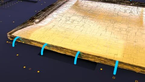 The CPU gold chip. 3d rendering Stock Illustration