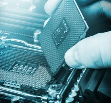 CPU in hand Fotos de archivo