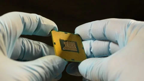 CPU in the hands of an engineer. Stock Footage 201381256