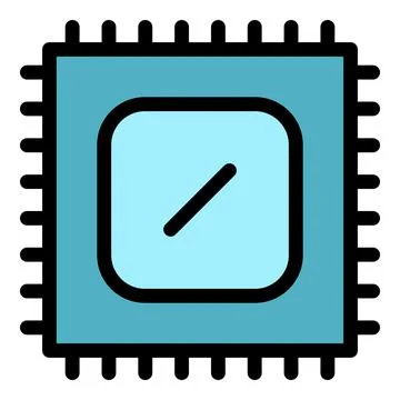 Cpu hardware icon color outline vector Stock Illustration