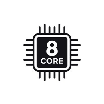 CPU icon, 8 core processor vector Stock Illustration