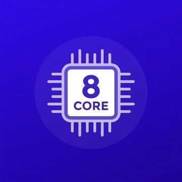 CPU icon, 8 core processor, transparent design Stock-Illustration