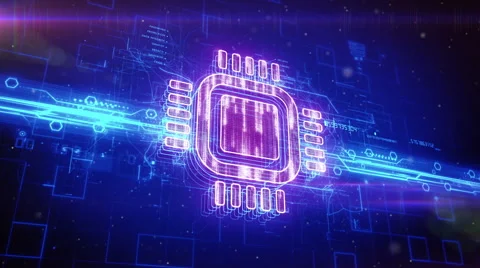 CPU icon on abstract blue background Stock Footage 63461640