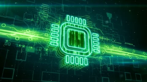 CPU icon on abstract green background Stock Footage 72609758