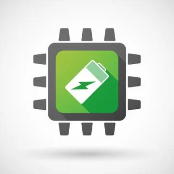 CPU icon with a battery Stock Illustration