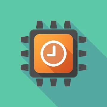 CPU icon with a clock Stock Illustration