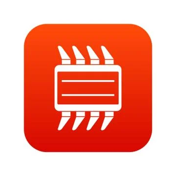 CPU icon digital red イラスト素材
