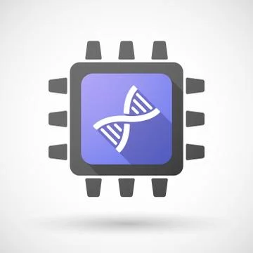 CPU icon with a DNA sign Stock Illustration
