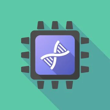 CPU icon with a DNA sign Stock Illustration