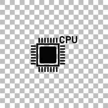 CPU icon flat Stock Illustration