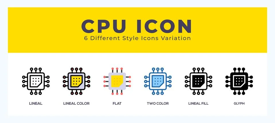 Cpu icon illustration vector with different styles Illustrazione stock