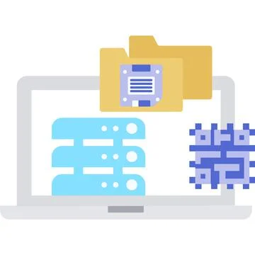 Cpu icon pc processor microchip flat vector 库存插图