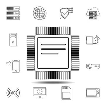 CPU icon. Simple thin line, outline vector element of Technology icons set fo Stock Illustration