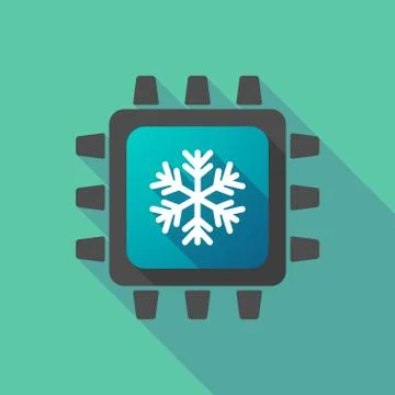 CPU icon with a snow flake Stock Illustration