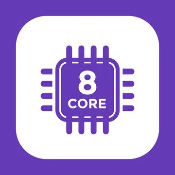 CPU icon on white, 8 core processor Stock Illustration