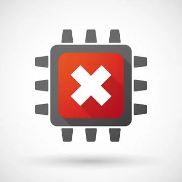 CPU icon with an "x" sign Stock Illustration