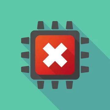 CPU icon with an "x" sign Illustrazione stock
