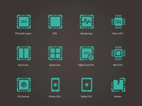 CPU icons set (central processing unit イラスト素材