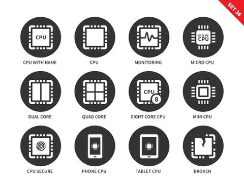 Cpu icons on white background Stock Illustration