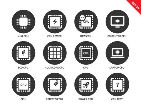 Cpu icons on white background 스톡 일러스트