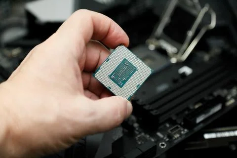 CPU before installation into the CPU socket Stock Photos