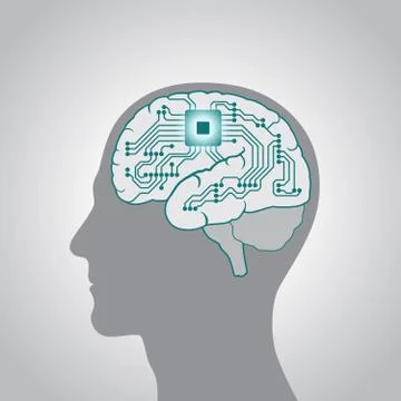 The CPU is installed in the brain, replacing, recovery the mind, consciousnes 스톡 일러스트